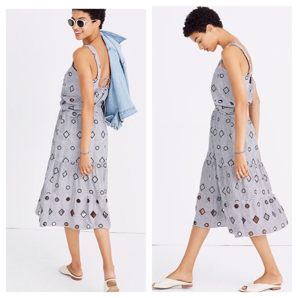 Madewell Dresses & Skirts - Madewell Striped Embroidered Midi Skirt XXS